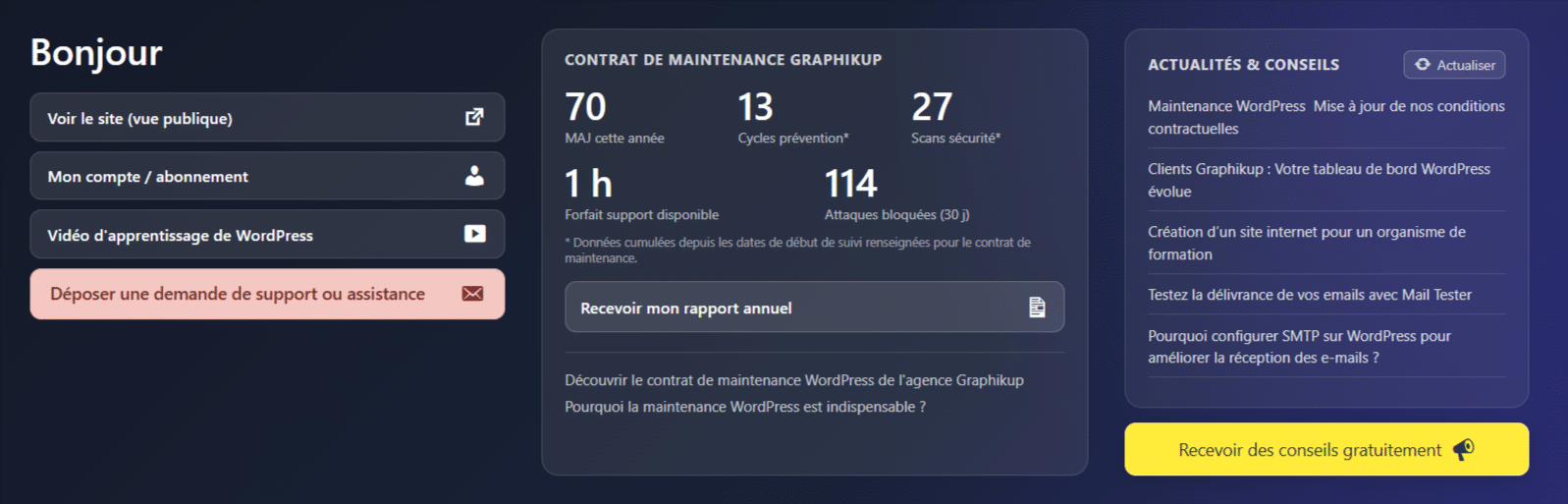 Votre tableau de bord WordPress évolue